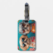 Malti Tzu met hart Rozen Valentijnsdag Bagagelabel (Achterkant verticaal)