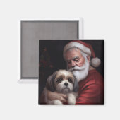 Malti Tzu met Kerstman Feestelijke Kerstmis Magneet (Voorkant / Achterkant)