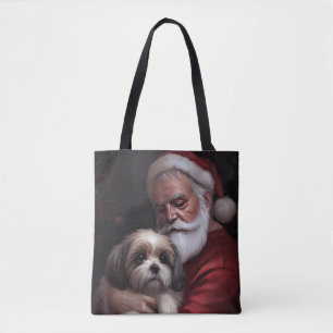 Malti Tzu met kerstman Feestelijke Kerstmis Tote Bag
