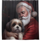 Malti Tzu Met Sinterklaas Feestelijke Kerstmis Douchegordijn (Voorkant)
