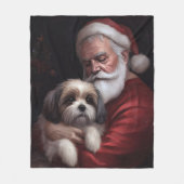 Malti Tzu Met Sinterklaas Feestelijke Kerstmis Fleece Deken (Voorkant)