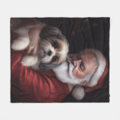 Malti Tzu Met Sinterklaas Feestelijke Kerstmis Fleece Deken (Voorkant (Horizontaal))