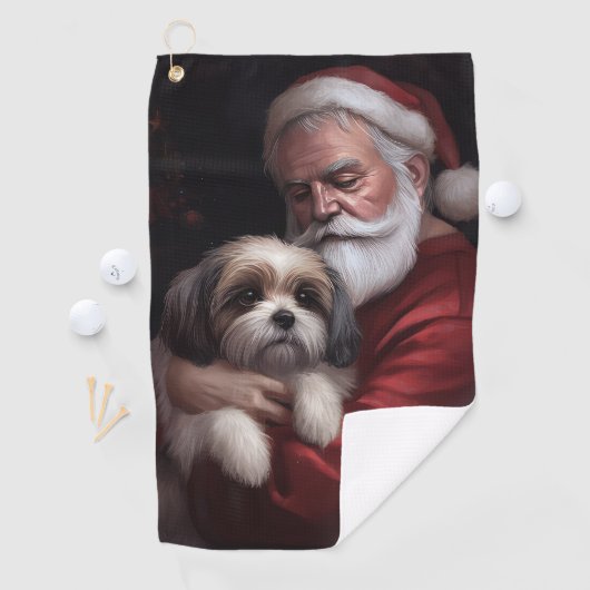 Malti Tzu Met Sinterklaas Feestelijke Kerstmis Golfhanddoek (Insitu)