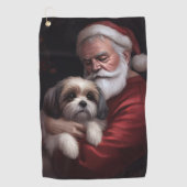 Malti Tzu Met Sinterklaas Feestelijke Kerstmis Golfhanddoek (Voorkant)
