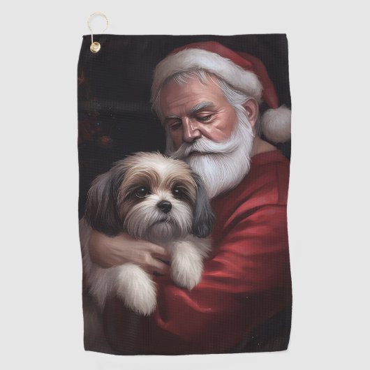 Malti Tzu Met Sinterklaas Feestelijke Kerstmis Golfhanddoek (Voorkant)