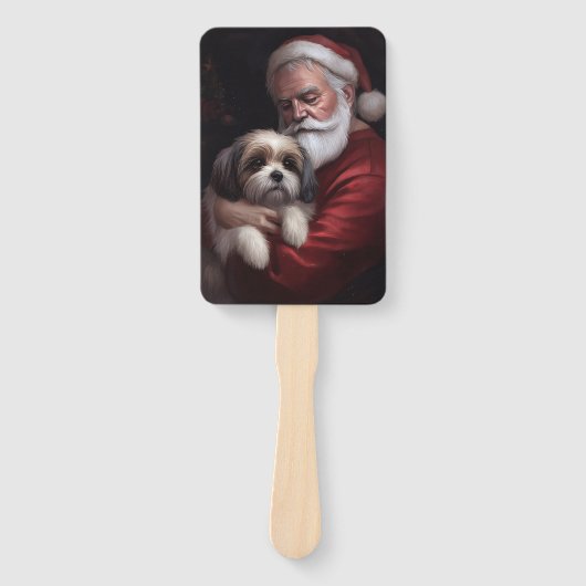 Malti Tzu Met Sinterklaas Feestelijke Kerstmis Handwaaier (Voorkant)