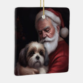 Malti Tzu Met Sinterklaas Feestelijke Kerstmis Keramisch Ornament (Rechts)
