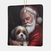 Malti Tzu Met Sinterklaas Feestelijke Kerstmis Keramisch Ornament (Links)