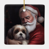Malti Tzu Met Sinterklaas Feestelijke Kerstmis Keramisch Ornament (Achterkant)