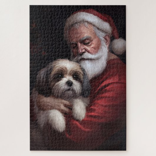 Malti Tzu Met Sinterklaas Feestelijke Kerstmis Legpuzzel (Verticaal)