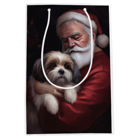 Malti Tzu Met Sinterklaas Feestelijke Kerstmis Medium Cadeauzakje (Voorkant)