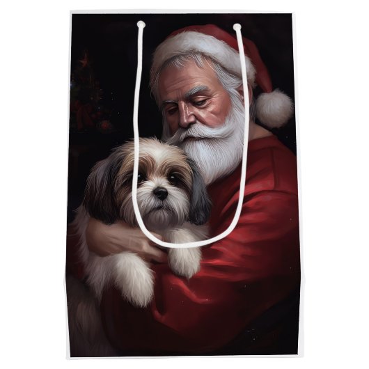 Malti Tzu Met Sinterklaas Feestelijke Kerstmis Medium Cadeauzakje (Achterkant)