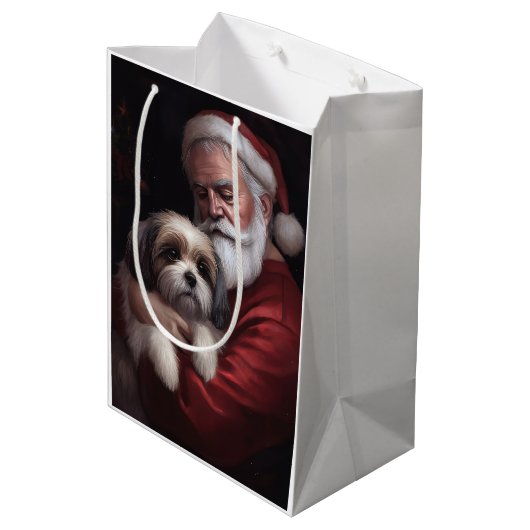 Malti Tzu Met Sinterklaas Feestelijke Kerstmis Medium Cadeauzakje (Achterkant Gekanteld)