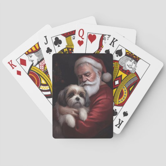 Malti Tzu Met Sinterklaas Feestelijke Kerstmis Pokerkaarten (Achterkant)