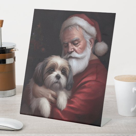 Malti Tzu Met Sinterklaas Feestelijke Kerstmis Reclamebord Met Voetstuk (Insitu)