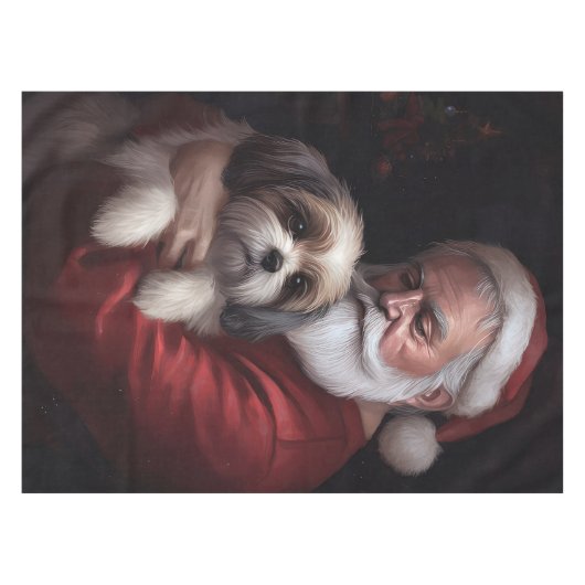 Malti Tzu Met Sinterklaas Feestelijke Kerstmis Tafelkleed (Voorkant (Horizontaal))