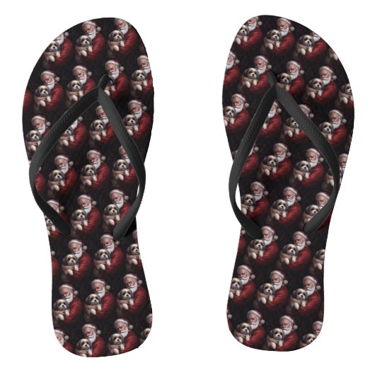 Malti Tzu Met Sinterklaas Feestelijke Kerstmis Teenslippers (Voetbed)