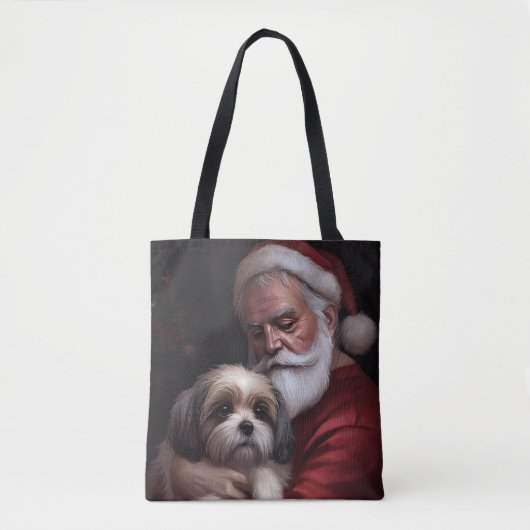 Malti Tzu Met Sinterklaas Feestelijke Kerstmis Tote Bag (Voorkant)