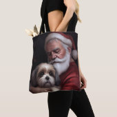 Malti Tzu Met Sinterklaas Feestelijke Kerstmis Tote Bag (Dichtbij)