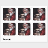 Malti Tzu Met Sinterklaas Feestelijke Kerstmis Vierkante Sticker (Vel)