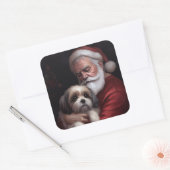 Malti Tzu Met Sinterklaas Feestelijke Kerstmis Vierkante Sticker (Envelop)