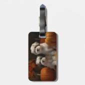 Malti tzu Puppy Herfst Verrukking Pompoen Bagagelabel (Achterkant verticaal)