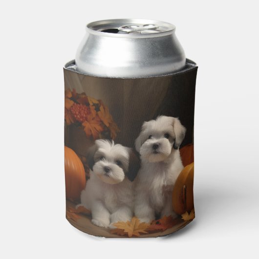 Malti tzu Puppy Herfst Verrukking Pompoen Blikjeskoeler (Blikje Voorkant)