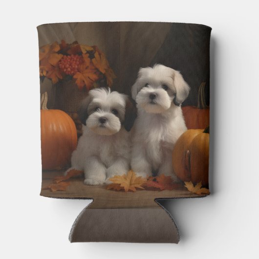 Malti tzu Puppy Herfst Verrukking Pompoen Blikjeskoeler (Achterkant)