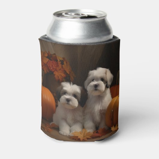 Malti tzu Puppy Herfst Verrukking Pompoen Blikjeskoeler (Blikje Achterkant)