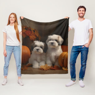 Malti tzu Puppy Herfst Verrukking Pompoen Fleece Deken