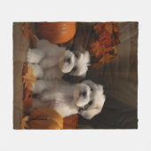 Malti tzu Puppy Herfst Verrukking Pompoen Fleece Deken (Voorkant (Horizontaal))