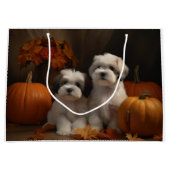 Malti tzu Puppy Herfst Verrukking Pompoen Groot Cadeauzakje (Voorkant)