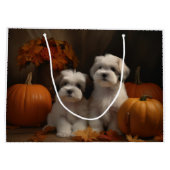 Malti tzu Puppy Herfst Verrukking Pompoen Groot Cadeauzakje (Achterkant)