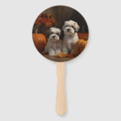 Malti tzu Puppy Herfst Verrukking Pompoen Handwaaier (Achterkant)