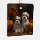 Malti tzu Puppy Herfst Verrukking Pompoen Keramisch Ornament (Rechts)