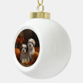 Malti tzu Puppy Herfst Verrukking Pompoen Keramische Bal Ornament (Rechts)