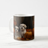 Malti tzu Puppy Herfst Verrukking Pompoen Koffiemok (Voorkant links)