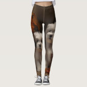 Malti tzu Puppy Herfst Verrukking Pompoen Leggings (Voorkant)