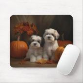 Malti tzu Puppy Herfst Verrukking Pompoen Muismat (Met muis)