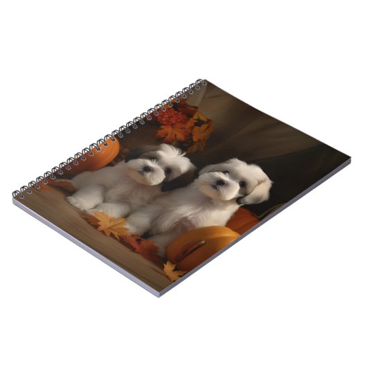 Malti tzu Puppy Herfst Verrukking Pompoen Notitieboek (Linkerzijde)