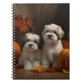 Malti tzu Puppy Herfst Verrukking Pompoen Notitieboek (Voorkant)