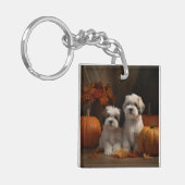 Malti tzu Puppy Herfst Verrukking Pompoen Sleutelhanger (Voorkant Links)