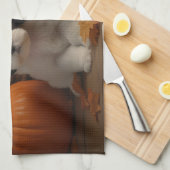 Malti tzu Puppy Herfst Verrukking Pompoen Theedoek (Quarter Fold)