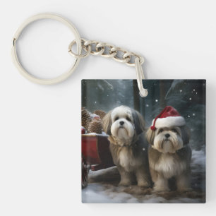 Malti tzu Sneeuw slee Christmas decoratie  Sleutelhanger