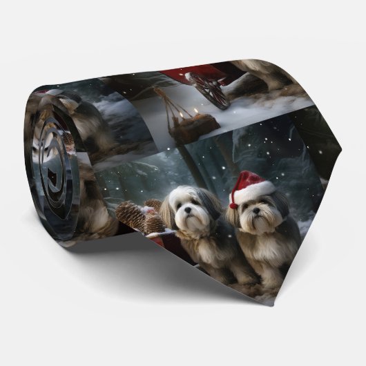 Malti tzu Sneeuw slee Christmas decoratie Stropdas (Opgerold)