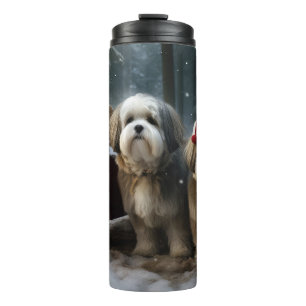 Malti tzu Sneeuw slee Christmas decoratie  Thermosbeker