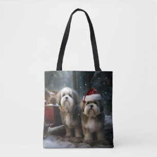 Malti tzu Sneeuw slee Christmas decoratie Tote Bag