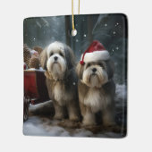 Malti tzu Sneeuw slee Kerstmis decoratie (Links)