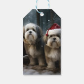 Malti tzu Sneeuw slee Kerstmis decoratie Cadeaulabel (Achterkant)