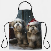 Malti tzu Sneeuw slee Kerstmis decoratie  Schort (Voorkant)